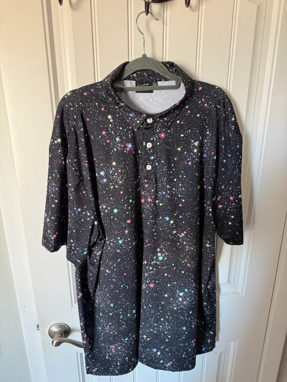 Sunday Swagger XXL 2XL Cosmos Black Polo Shirt Galaxy Space Golf Stretch